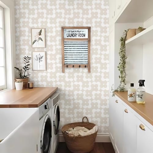 Ismoon Geometric Peel and Stick Wallpaper Boho Begie Contact Paper 17.3''x197'' - Image 7