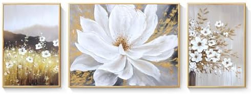 3-Panel Hand-Painted Boho Floral Wall Art - Image 6