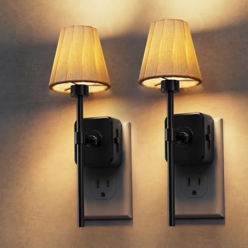 L LOHAS LED Night Lights Plug into Wall, Pleated Fabric Cover Night Light by LLOHASLED