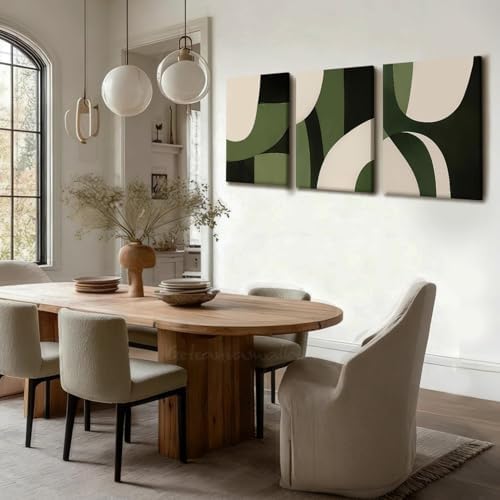 NCCXNCC 3PCS green abstract geometric canvas wall art 12x16 inch framed - Image 4
