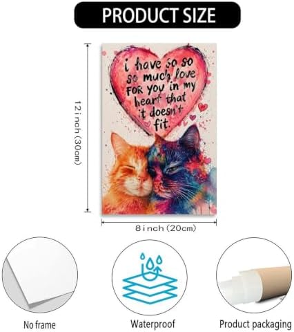 Colorful Cat Couple Love Poster Watercolor Cat Canvas Wall Art - Image 3
