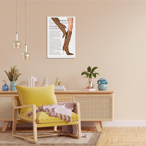 Trendy Newspaper Canvas Wall Art Trendy Leopard Room Decor Fashion Leopard - Image 4
