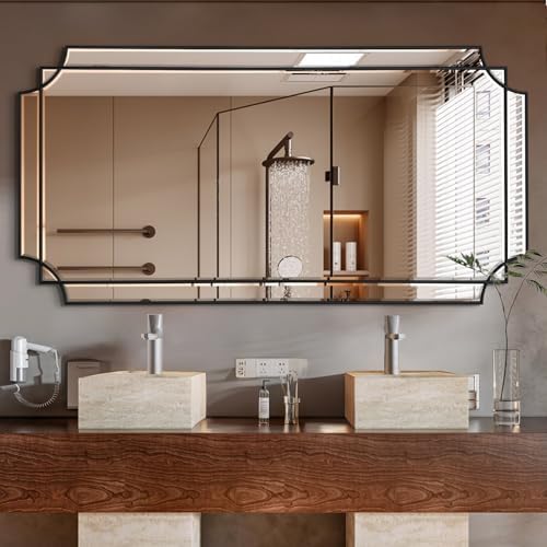 HQiJun Black lver Mirror for Wall, Polished Bevelled Rectangle, Modern by HQiJun