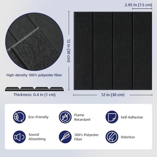 Vieshful Self Adhesive Acoustic Soundproof Wall Panels - Image 5