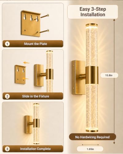 Battery Operated Wall Sconces Set of Two, Dimmable Wall Lights - Image 4