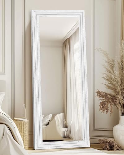 65x22in Full Length Mirror, 3-Tier Stepped Solid Wood Frame - Image 5