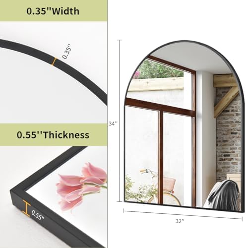 BEAUTYPEAK 32"x34" Arch Bathroom Wall Mirror - Image 4