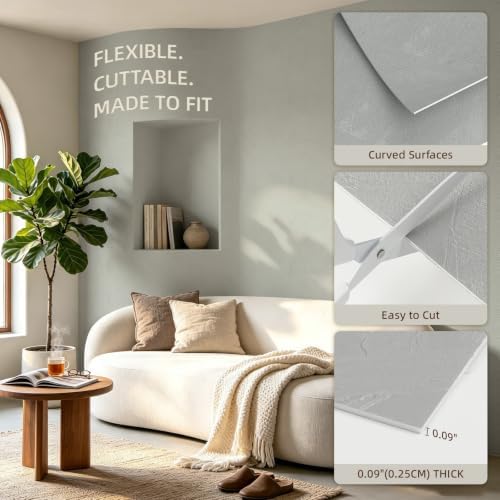 WADILE Peel and Stick Concrete Wall Panels, 11.8" x 23.6" PVC Faux Cement Wall - Image 4