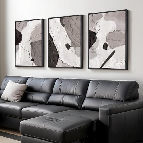 Large Framed Black White Grey Abstract Wall Art - Image 4