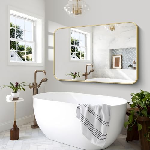 BONEWEI Gold Bathroom Mirror, 60x40 inch Wall Mirror - Image 3