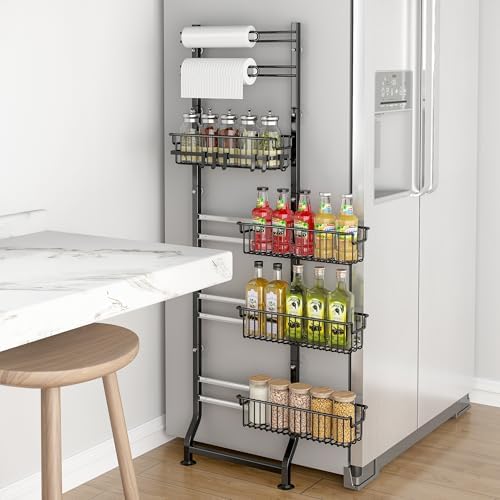 BUKFEN 6-Tier Slim Corner Shelf, Spice Rack Narrow Storage Next to Fridge - Image 2