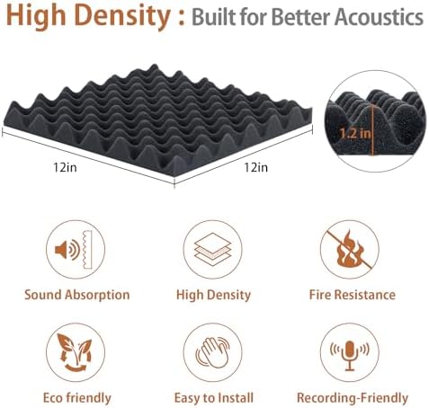 SD SODOCT 36 Pack Self-Adhesive Egg Crate Acoustic Foam 12" x 12" x 1.2" - Image 4
