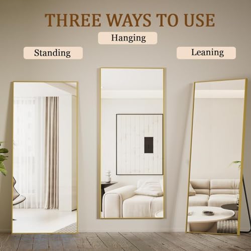 Koonmi 64"x24" Floor Mirror Full Length, Large Gold Mirror - Image 4