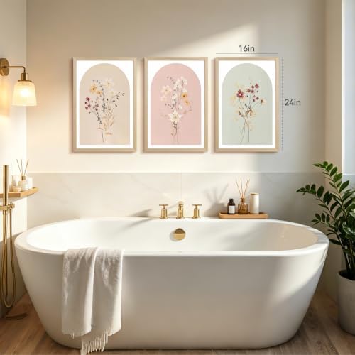 YZELY Wildflower Wall Art Set of 3, Neutral Botanical Floral Poster Prints - Image 4