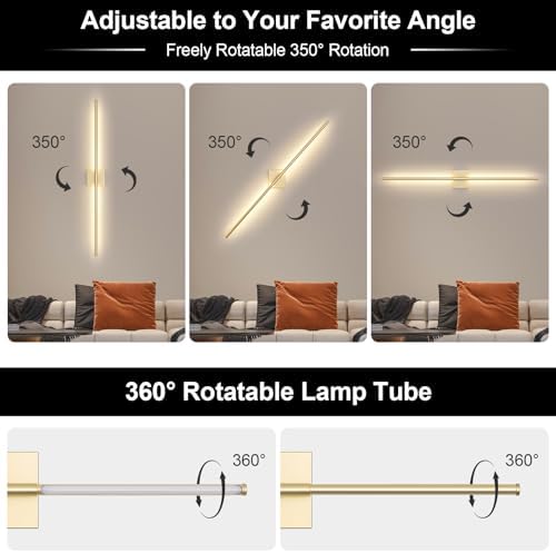 Battery Operated Wall Sconce, 3000K-6000K Dimmable Gold Wall Lights - Image 7