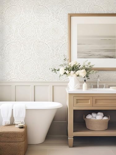 Ismoon Peel Stick Wallpaper Boho Beige Neutral Vintage Floral Contact Paper - Image 4