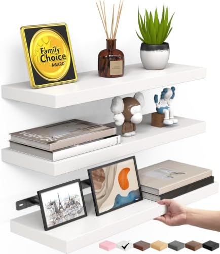 BAYKA White Floating Shelves 15.7in, Wall Mounted by Bayka