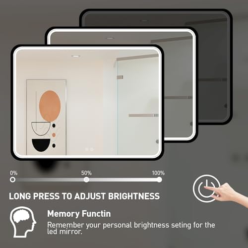 LED 48x36 Inch Lighted Bathroom Mirror, 3 Color - Image 4