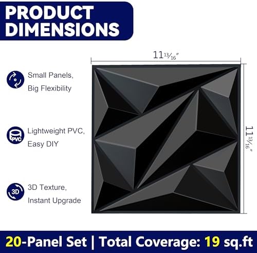 3D Wall Panels Black PVC Wall Panels - Image 3