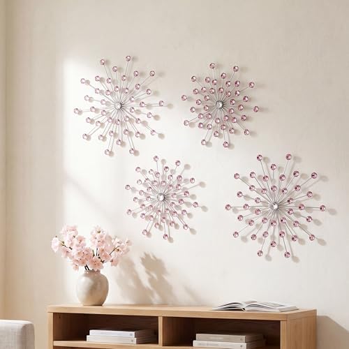 ZEXUIRU 4 Set Silver Starburst Wall Art by ZEXUIRU