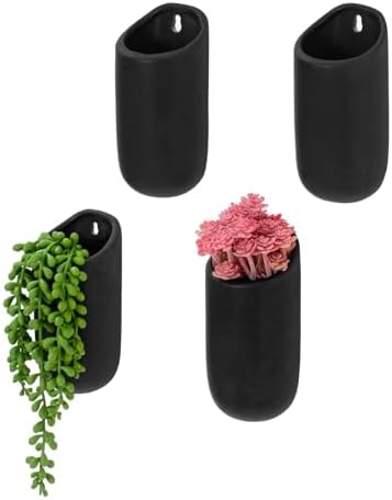 MyGift 6 Inch Black Ceramic Wall Planters by MyGiftHome