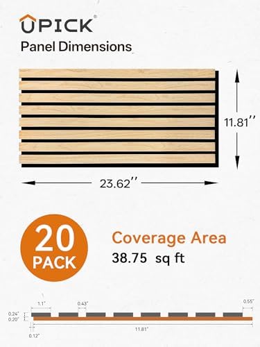 UPICK Wood Slat Acoustic Wall Panels 24" x 12", 20 Pack, 38.75 sq ft - Image 6