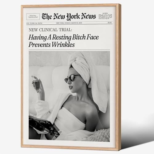 Funky Girl Preppy Aesthetic Posters Black And White Newspaper Wall Art 24x36in by Unknown