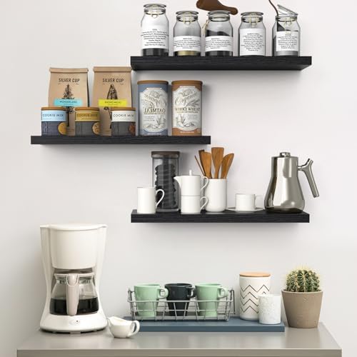 BAYKA Black Floating Shelves 22.5in, Wall Mounted - Image 4