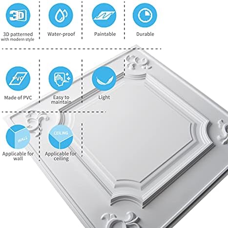Art3d 12-Pack Waterproof PVC Drop Ceiling Tiles, 24 x 24 in - Image 7