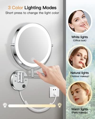 Gospire 9” Wall Mounted Lighted 1X/10X Magnifying Mirror - Image 4