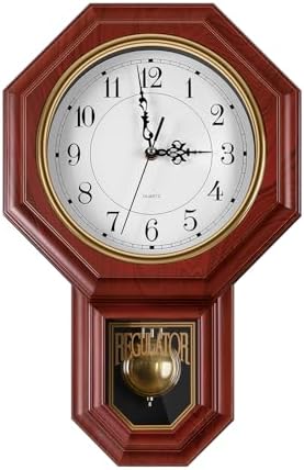 Pendulum Wall Clock, Imitation Wood Plastic Regulator Wall Clocks by Unknown