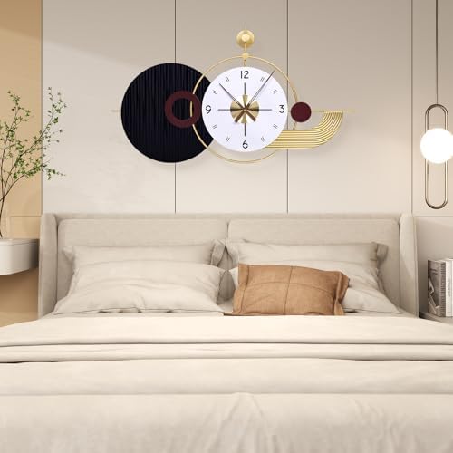 37.8×21 Inch Modern Abstract Geometric Metal Wall Clock - Image 4