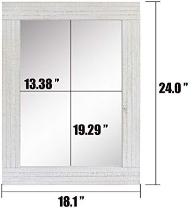 Stonebriar 24" x 18" Rectangle Worn White Wood Frame Wall Mirror - Image 6