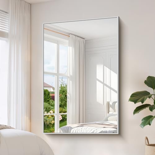 YIROMAN Bathroom Mirror 60"x40", Large Brushed Silver Bathroom Mirror - Image 5