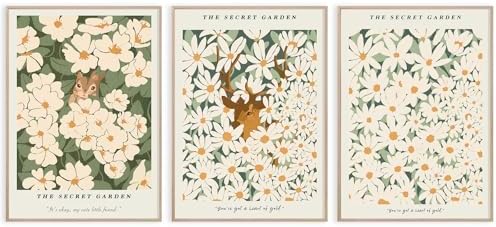 Secret Garden Wall Art Set of 3 Wildflower Poster 12x16 Inch Unframed by Unknown
