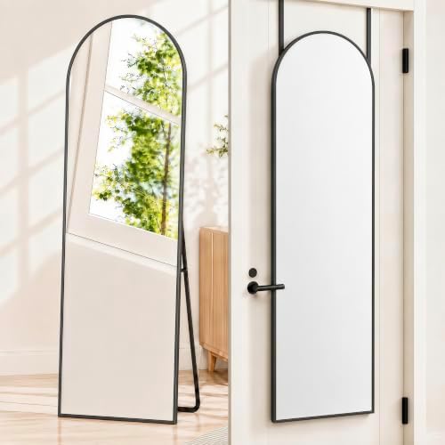 57x20" Full Length Mirror Floor Stand, Over the Door, Wall Mounted Black by SCWF-GZ