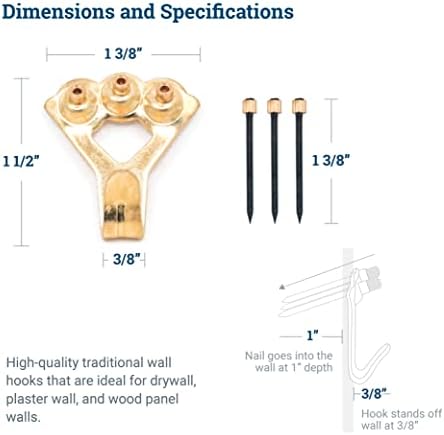 PHS 100 lb Brass Picture Hanging Hooks - Image 3