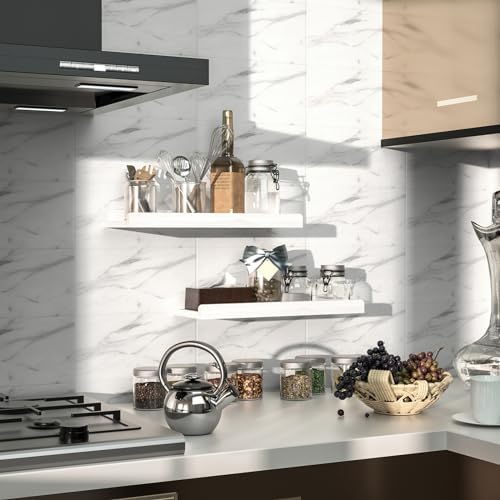 Love-KANKEI 17" White Floating Wall Shelves - Image 4
