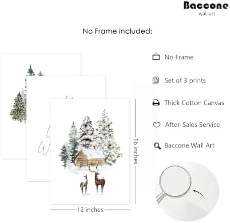 Christmas Wall Art Winter Wonderland Canvas Wall Decor Christmas Deer Pictures - Image 2