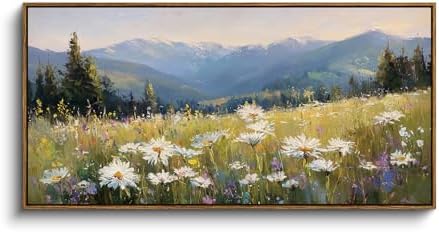 InSimSea Extra Large Framed Vintage Wall Art, Meadow Wildflowers by InSimSeaArt