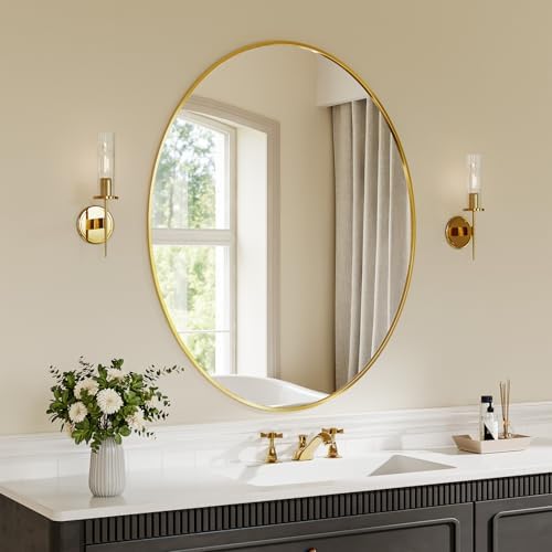 Koonmi Gold Oval Bathroom Mirror by KOONMI