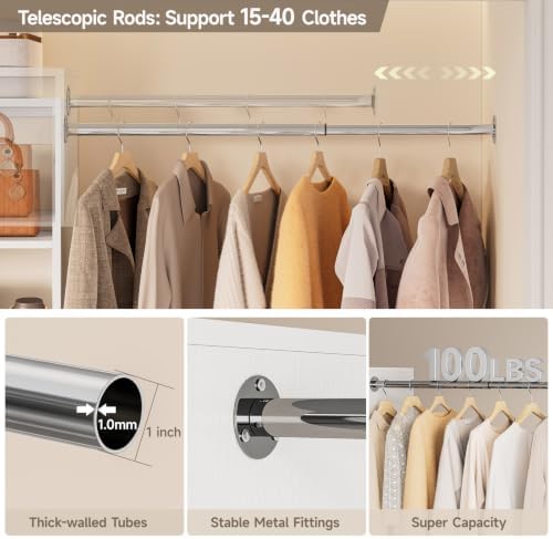 Walk-in Closet System, Wall Mounted Garment Rack, Closet Shelving White - Image 6