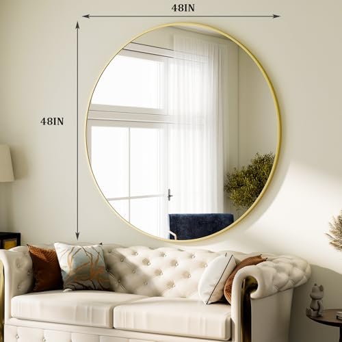 HARRITPURE 48 Inch Round Mirror Gold Circle Bathroom Mirror - Image 6