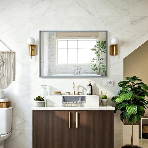 AAZZKANG Rectangle Metal Framed Mirrors 26"x18" Modern Hanging Mirror Large - Image 4