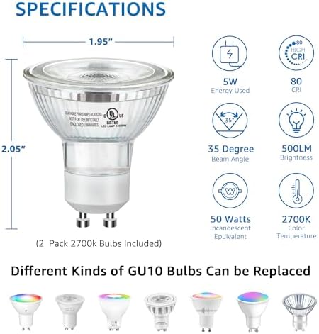 SUNVIE 2 Pack Uplighting Indoor Floor Can Light, 5W Up Lights - Image 7