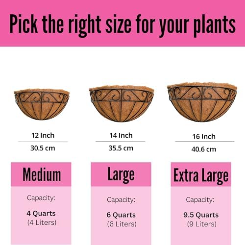 LaLaGreen Hanging Wall Planter Black Metal Coco Liner Pots - Image 4