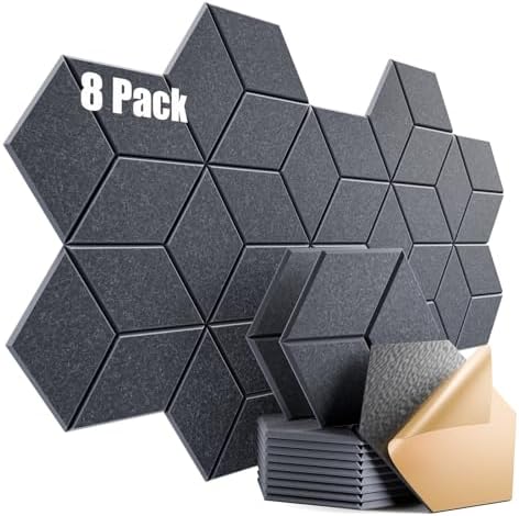 8 Pack Self-Adhesive Acoustic Panels 12" X 10" X 0.4" by Dailycooper