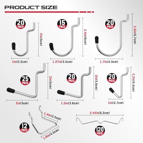 300-Piece Pegboard Hook Set, Pegboard Organizer Accessories - Image 6