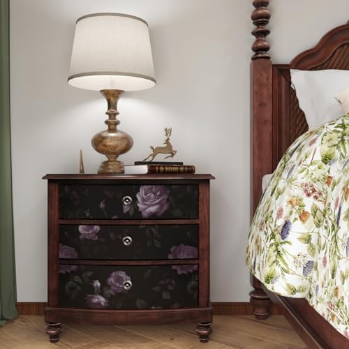 Dark Purple Vintage Floral Peel and Stick Wallpaper 17.5" x 393" - Image 4