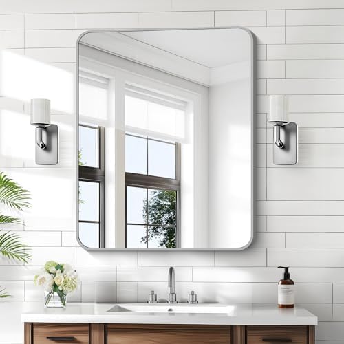 KOCUUY Silver Bathroom Mirror, 30x36 Inch Bathroom Mirror by KOCUUY